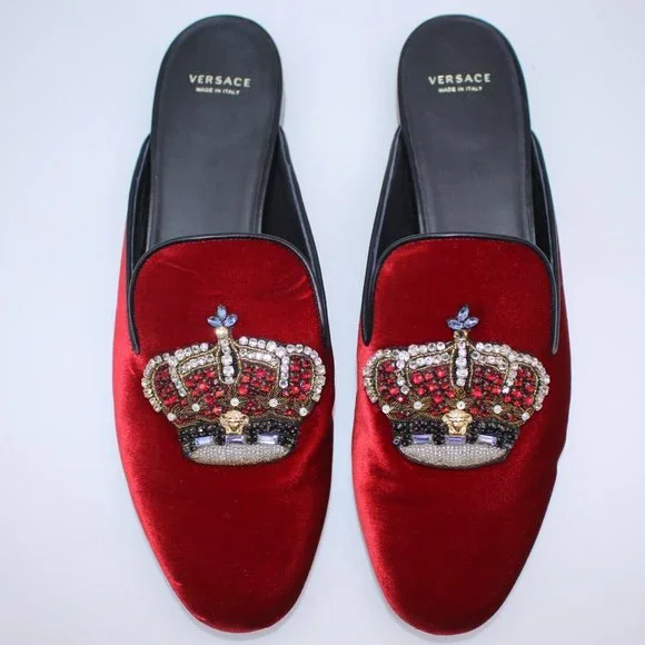 Versace Red Loafers with Crown Detail Red velvet versace - Gem main image 4